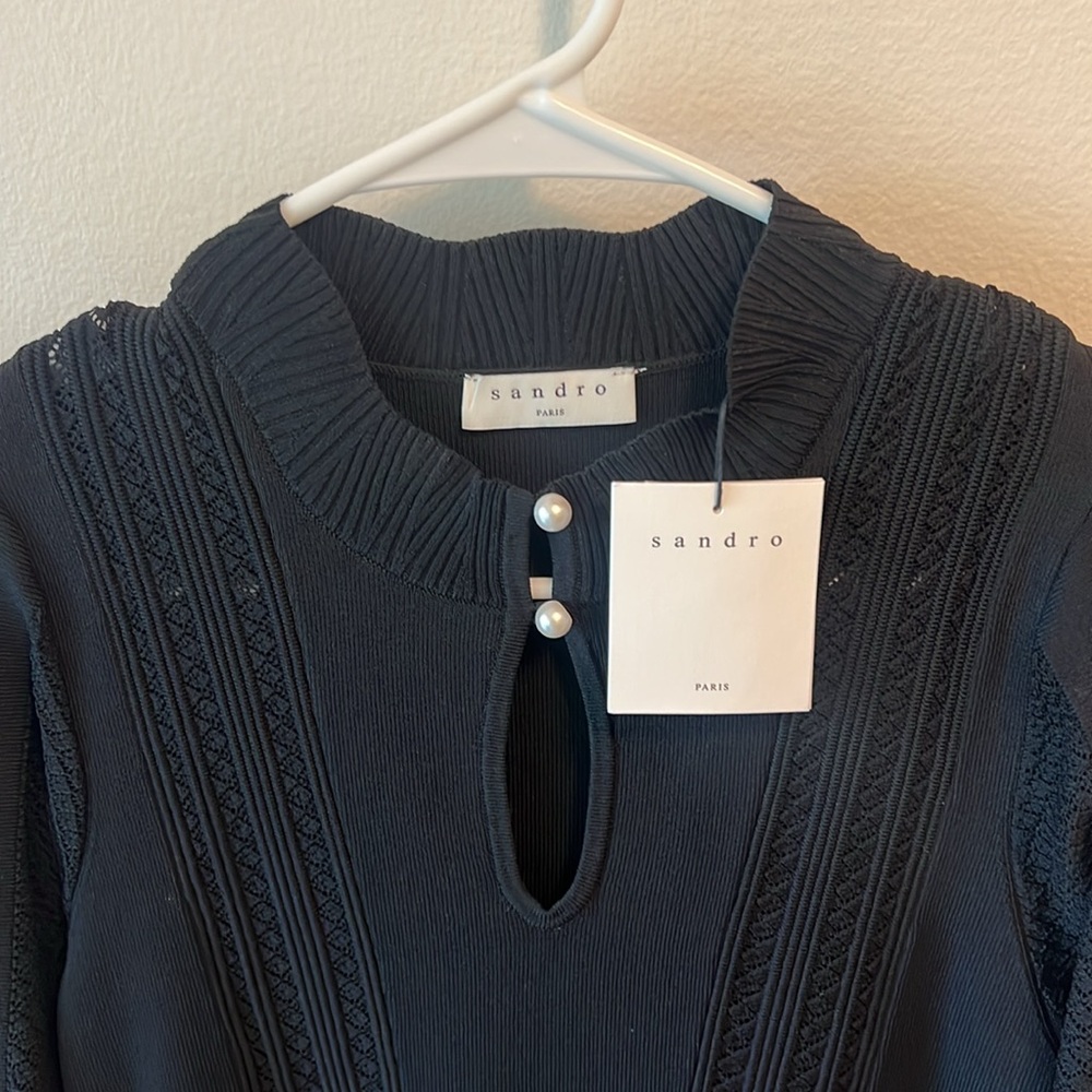 Sandro Black Long Sleeve Dress - Picture 6 of 11